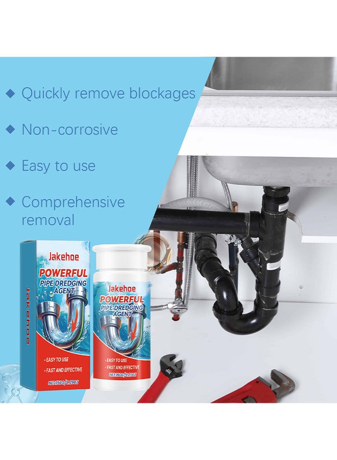Jakehoe Pipe Dredging Agent, Sewer Deodoriser Pipe Unblocker, Drain Clog Remover And Cleaner, Toilet, Kitchen, Bathroom Drain Cleaning Agent, Quick Unclogging Sewer Cleaner, Convenient To Use, Quick To Unclog 150G  - Image 2