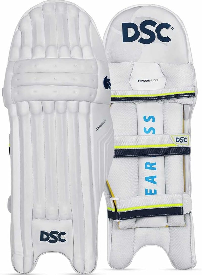 DSC DSC Condor Glider Cricket Batting Legguard | Color: White | Size: Boys, Right Hand | For Men & Boys | Material: PVC Facing | Shock Absorption | Enhanced Protection and Comfort - Image 2