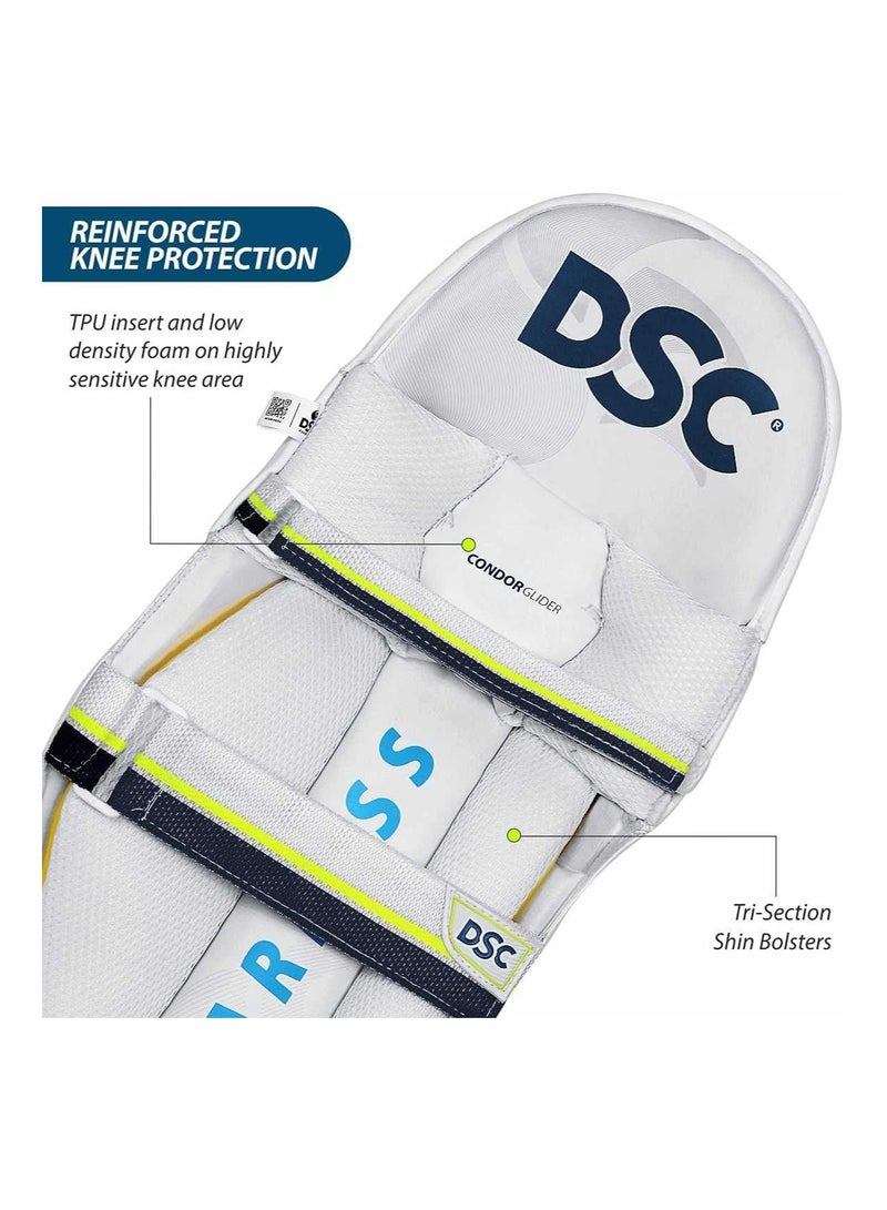 DSC DSC Condor Glider Cricket Batting Legguard | Color: White | Size: Boys, Right Hand | For Men & Boys | Material: PVC Facing | Shock Absorption | Enhanced Protection and Comfort - Image 4