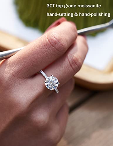 IMOLOVE Moissanite Engagement Ring for Women, Moissanite Wedding band for Women, 3CT Moissanite Promise Rings-70C - Image 3