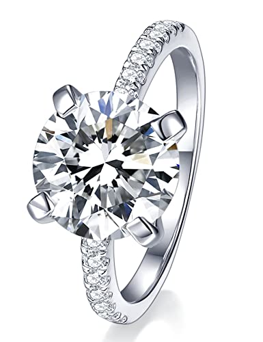 IMOLOVE Moissanite Engagement Ring for Women, Moissanite Wedding band for Women, 3CT Moissanite Promise Rings-70C - Image 1
