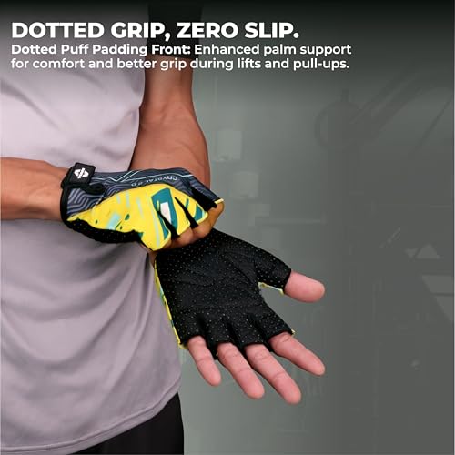 Nivia Crystal 2.0 Gym Gloves for Men & Women, Dotted Padded Palm with Breathable Fabric & Stretch Gussets Between Fingers, Ideal for Cycling, Crossfit, Weightlifting & Fitness Workouts (Yellow, M) - Image 4