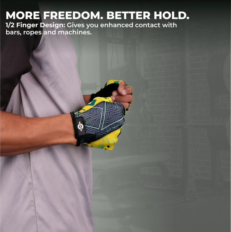 Nivia Crystal 2.0 Gym Gloves for Men & Women, Dotted Padded Palm with Breathable Fabric & Stretch Gussets Between Fingers, Ideal for Cycling, Crossfit, Weightlifting & Fitness Workouts (Yellow, M) - Image 5