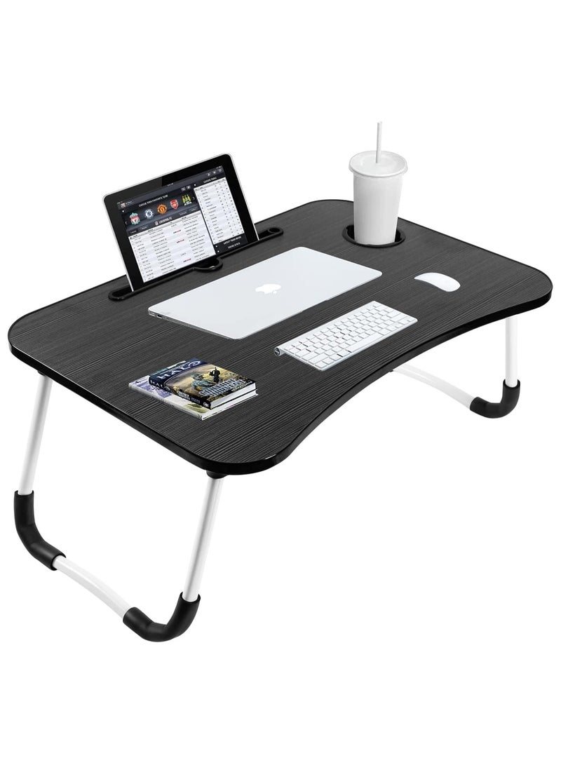 BJM Portable Folding Laptop Desk for Bed，With iPad and Cup Holder Adjustable Lap Tray Notebook Stand， Foldable Non-Slip Legs Reading Table Tray for working，studying，camping - Image 1