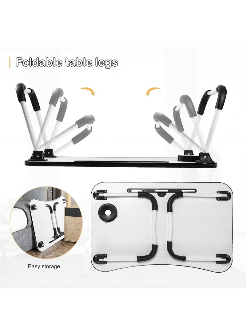 BJM Portable Folding Laptop Desk for Bed，With iPad and Cup Holder Adjustable Lap Tray Notebook Stand， Foldable Non-Slip Legs Reading Table Tray for working，studying，camping - Image 5