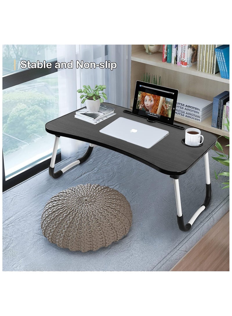 BJM Portable Folding Laptop Desk for Bed，With iPad and Cup Holder Adjustable Lap Tray Notebook Stand， Foldable Non-Slip Legs Reading Table Tray for working，studying，camping - Image 4