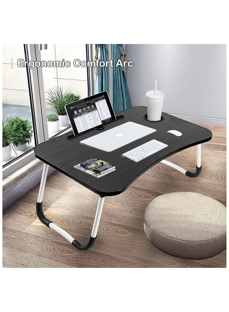 BJM Portable Folding Laptop Desk for Bed，With iPad and Cup Holder Adjustable Lap Tray Notebook Stand， Foldable Non-Slip Legs Reading Table Tray for working，studying，camping - Image 3