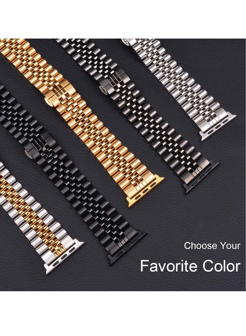ELTRAZONE Compatible with Apple Watch Band 41mm 40mm 38mm, Stainless Steel Heavy Band with Butterfly Folding Clasp Link Bracelet for iWatch Series8/7/6/ SE Series 5/4/3/Men Women, - Image 4