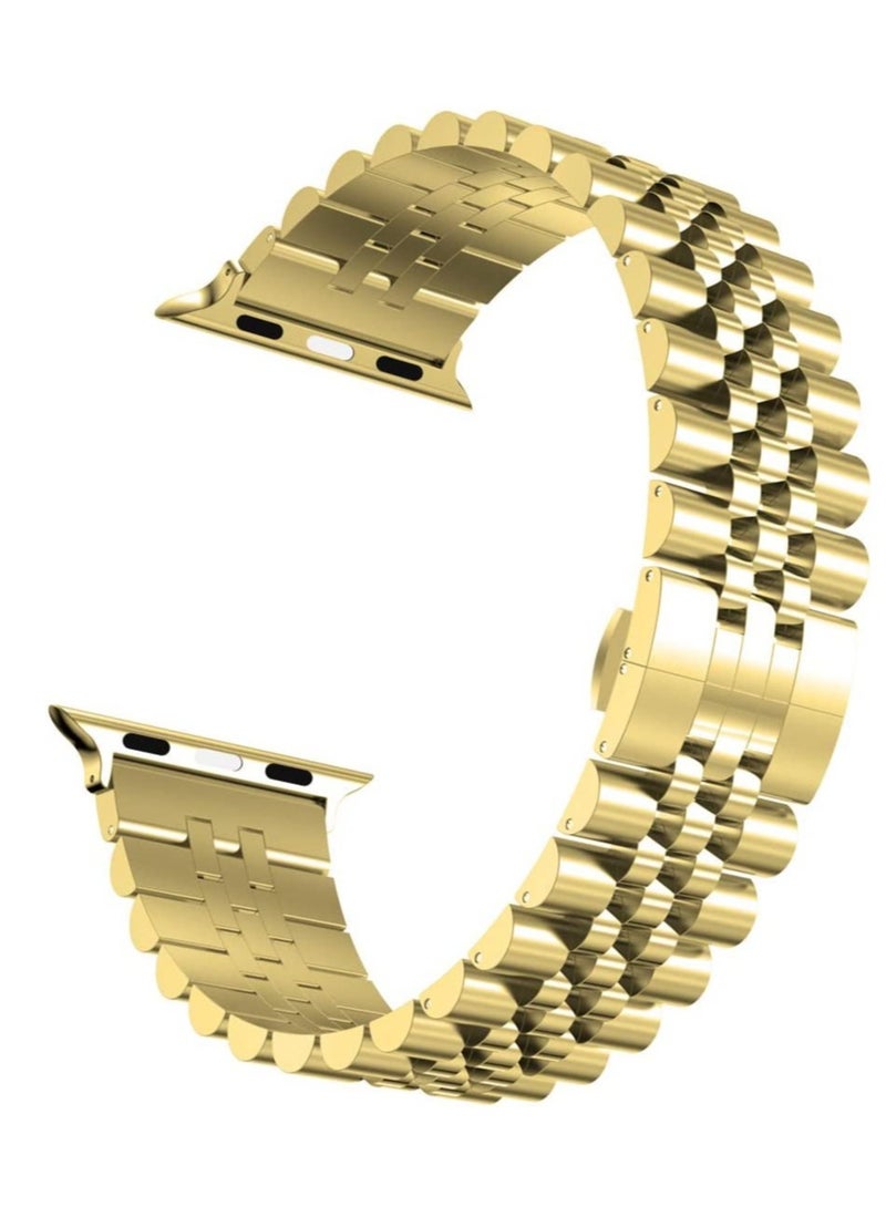 ELTRAZONE Compatible with Apple Watch Band 41mm 40mm 38mm, Stainless Steel Heavy Band with Butterfly Folding Clasp Link Bracelet for iWatch Series8/7/6/ SE Series 5/4/3/Men Women, - Image 2