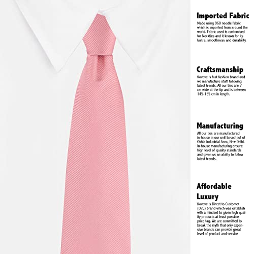 Kovove Kavove The Elegant Self Striped Pink Necktie For Men - Image 4