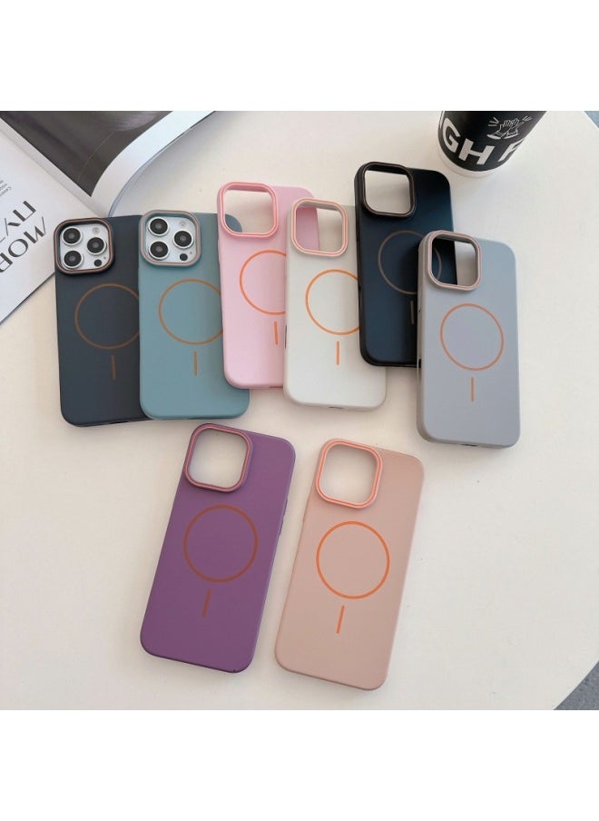 Generic - For IPhone16 Color Contrast Frame Thin Ring Magnetic Suction Phone Case Apple 15 Skin-Friendly Frosted PC Drop-Resistant Protective Case-Color:Soft Contrasting Color Magnetic Suction -Applicable Mod - Image 1