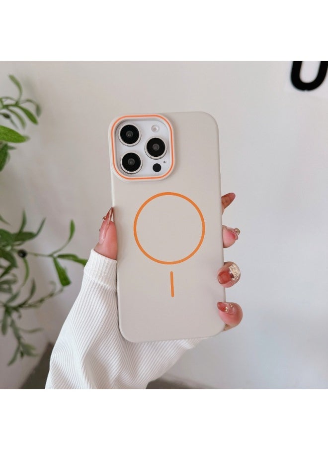 Generic - For IPhone16 Color Contrast Frame Thin Ring Magnetic Suction Phone Case Apple 15 Skin-Friendly Frosted PC Drop-Resistant Protective Case-Color:Soft Contrasting Color Magnetic Suction -Applicable Mod - Image 1