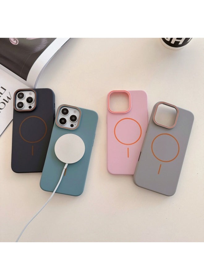 Generic - For IPhone16 Color Contrast Frame Thin Ring Magnetic Suction Phone Case Apple 15 Skin-Friendly Frosted PC Drop-Resistant Protective Case-Color:Soft Contrasting Color Magnetic Suction -Applicable Mod - Image 1