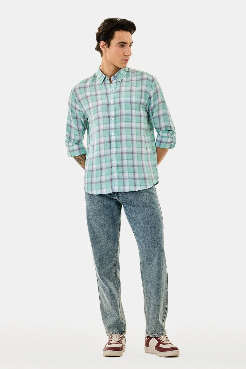 سنيتش قميص كاروهات % كتان