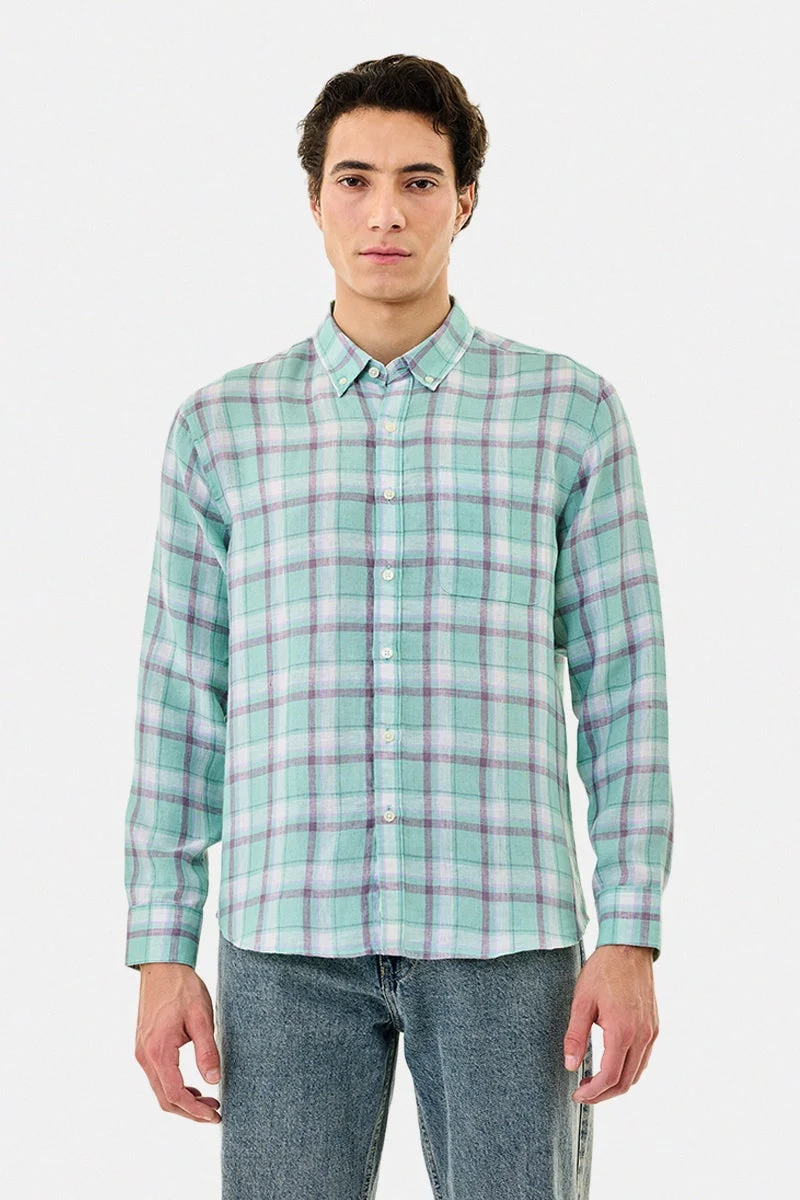 سنيتش قميص كاروهات % كتان