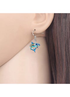 Newei Cute Enamel Whale Octopus Jellyfish Shark Earrings Dangle Jewelry for Women Sea Animals Gifts (Blue Shark)  - Image 2
