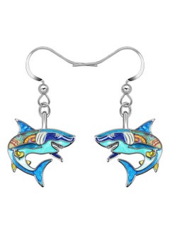 Newei Cute Enamel Whale Octopus Jellyfish Shark Earrings Dangle Jewelry for Women Sea Animals Gifts (Blue Shark)  - Image 1