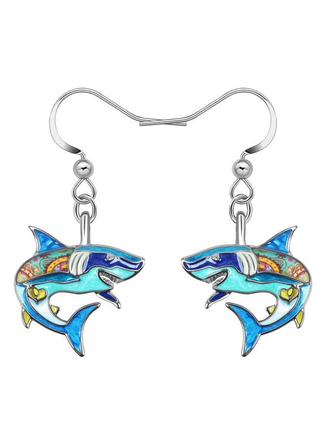 Newei Cute Enamel Whale Octopus Jellyfish Shark Earrings Dangle Jewelry for Women Sea Animals Gifts (Blue Shark) - Image 1