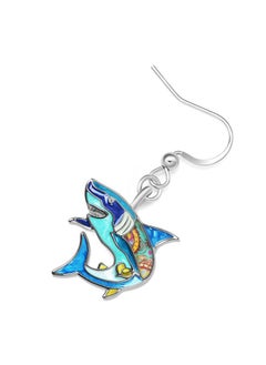 Newei Cute Enamel Whale Octopus Jellyfish Shark Earrings Dangle Jewelry for Women Sea Animals Gifts (Blue Shark)  - Image 4