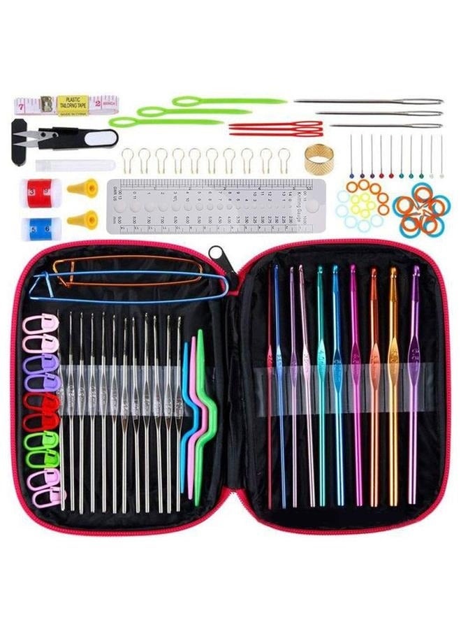 100-Piece Crochet Weaving Tool Kit Multicolour， Metal Crochet Hook Set Sweater Knitting Tool Crochet Set Needles Sewing Tools Kit with DIY Accessories - Image 1