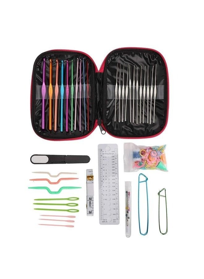 100-Piece Crochet Weaving Tool Kit Multicolour， Metal Crochet Hook Set Sweater Knitting Tool Crochet Set Needles Sewing Tools Kit with DIY Accessories - Image 2
