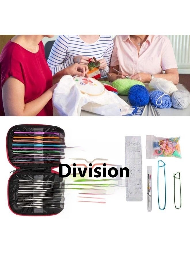 100-Piece Crochet Weaving Tool Kit Multicolour， Metal Crochet Hook Set Sweater Knitting Tool Crochet Set Needles Sewing Tools Kit with DIY Accessories - Image 5