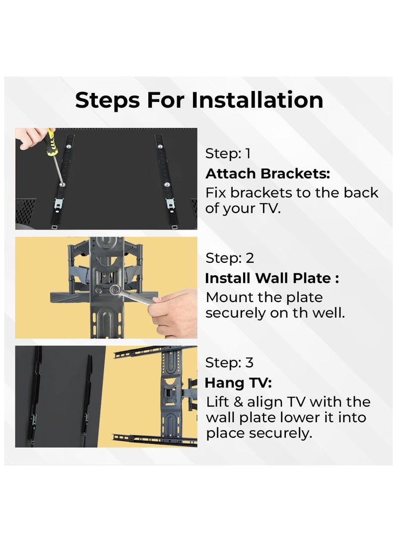 glassology TV Wall Full Motion TV Bracket 32 To 65 Inches TV Screens Swivel of up to 180 degrees - Image 4