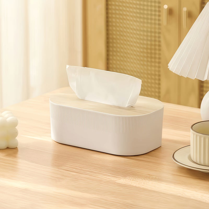 Light Luxury Cloud White Square Tissue Box Holder Arched Lid Napkin Dispenser Durable Storage Bin For Home Living Room Coffee Table - Image 3