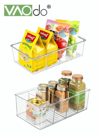 2PCS Snack Organizer for Pantry Food Organization and Storage Clear Bins Removable 3 Dividers Acrylic Fridge Refrigerator Organizers for Kitchen Cabinets Snacks Packets Sauce Pouches - pzsku/Z73AB06A0EFECB7A55569Z/45/_/1678433621/461689c8-1292-43ca-8049-e78ae571e439