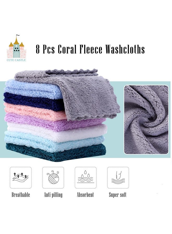 Cute Castle منشفة أطفال بغطاء رأس على شكل قلعة لطيفة - عبوة من 2 مصنوعة من الرايون من الخيزران و8 قطع قماش للغسيل - فيل جميل، طائر سعيد - Image 3