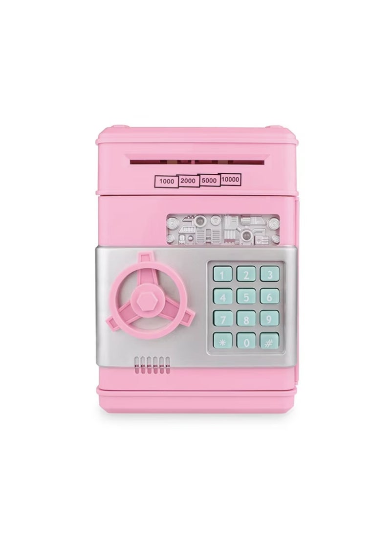DIGI CORE Piggy Bank Cash Coin Can ATM Bank Electronic Coin Money Bank For Kids Electronic Money Bank Safe Password Protected Money Saving Box Atm For Coins And Cash Gift Toys Coin Box Pink & Silver