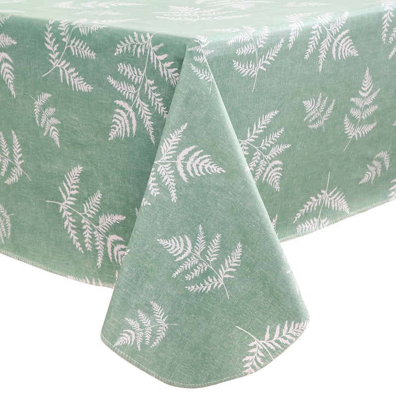 Walrus Heavy Duty Vinyl Tablecloth with Flannel Backing Waterproof Oil-Proof Plastic Table Cloth Stain-Resistant Wipeable Rectangle or Square Table Cover for Indoor and Outdoor (Mint Leaf, 60X84 Inch) - Image 1