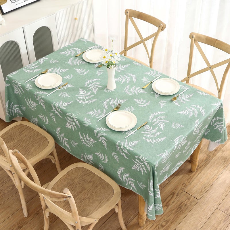 Walrus Heavy Duty Vinyl Tablecloth with Flannel Backing Waterproof Oil-Proof Plastic Table Cloth Stain-Resistant Wipeable Rectangle or Square Table Cover for Indoor and Outdoor (Mint Leaf, 60X84 Inch) - Image 2