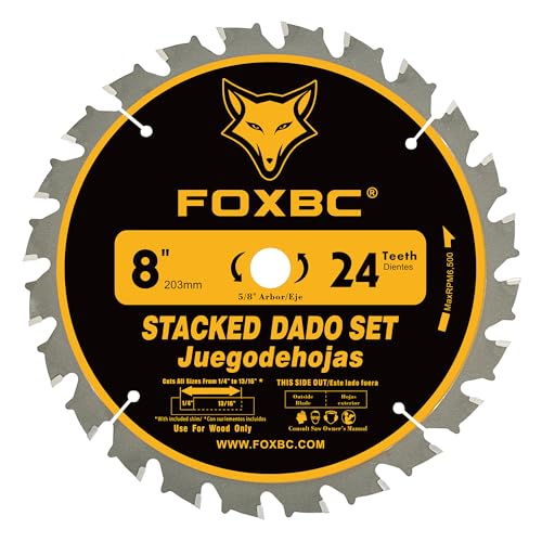 FOXBC 8" Carbide Stacking Dado Blade Set for SawStop, Jet, Dewalt, Bosch Saw - 14 Pieces - Image 4