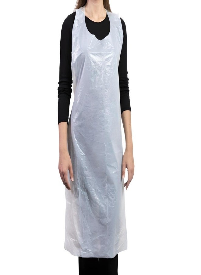 Comfort Axis Disposable Plastic Aprons, 27.5 X 46 inches, Waterproof Bibs for Adults Cooking, Arts and Crafts, Housework, Painting & Salon (White - 50 Pack) - Image 1