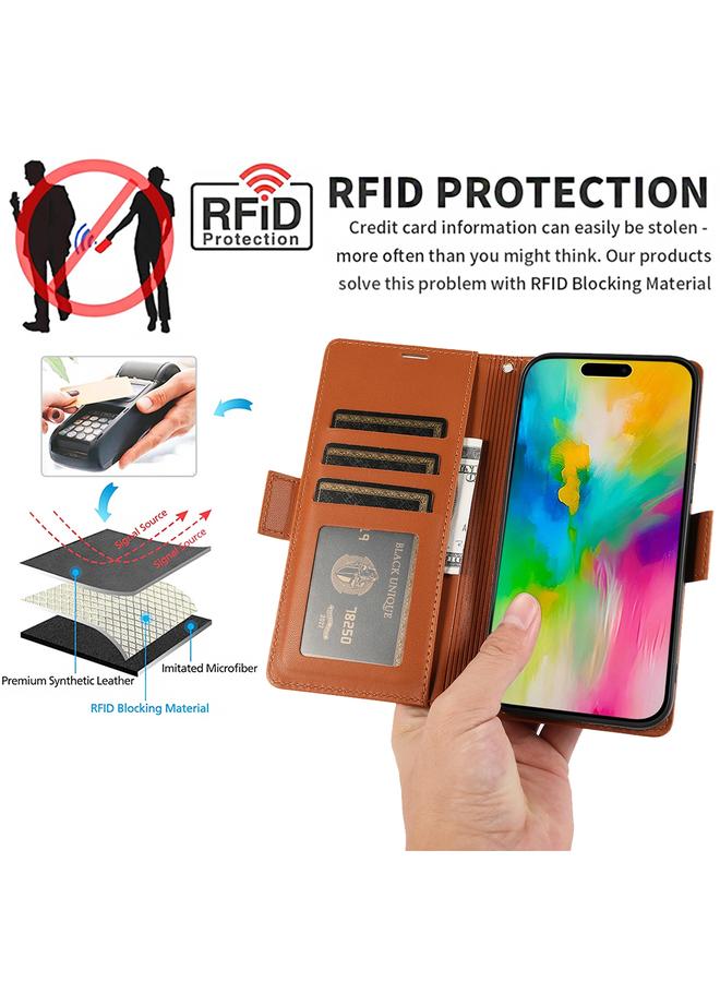 S-TOP Case For iPhone 15 Pro Side Buckle RFID Anti-theft Leather Phone Case - Image 3