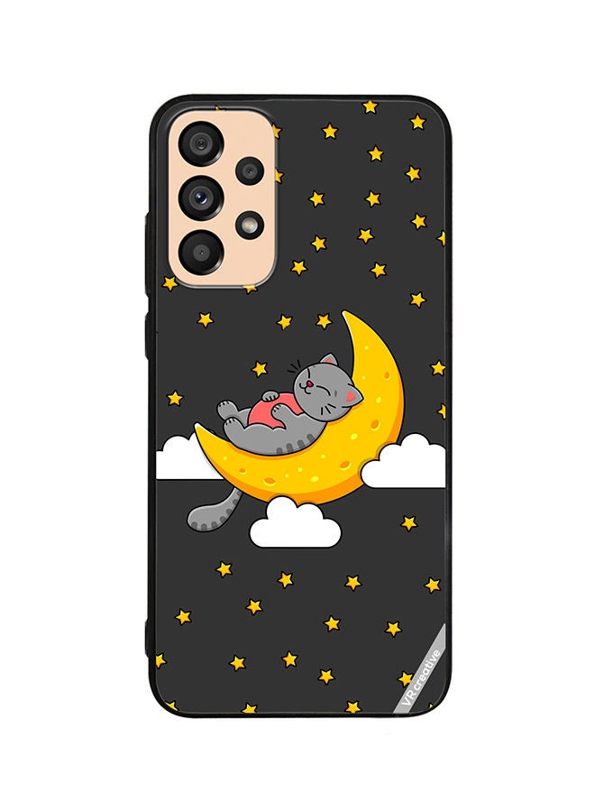 Protective Case Cover For Samsung Galaxy A23 The Gray Cat Sleeps On The Moon Sky Stars Design Multicolour