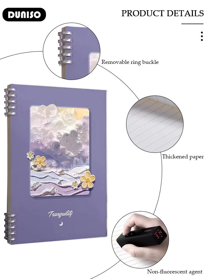 DUNISO A5 Binder Cover Notebook,Refillable Notebook Round Ring Binder with Stretch Buckle and Horizontal Core 60 Pieces, Waterproof and Durable Notebook Protector for School Home Office  - Image 2