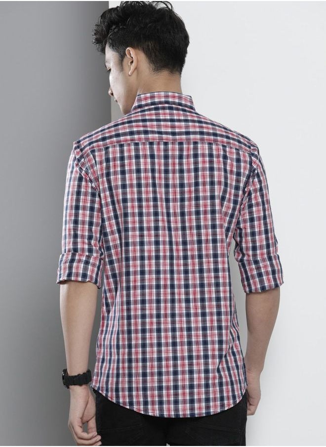 The Indian Garage Co Men Slim Fit Checkered Full Sleeves Spread Collar Casual Shirt  - Image 2