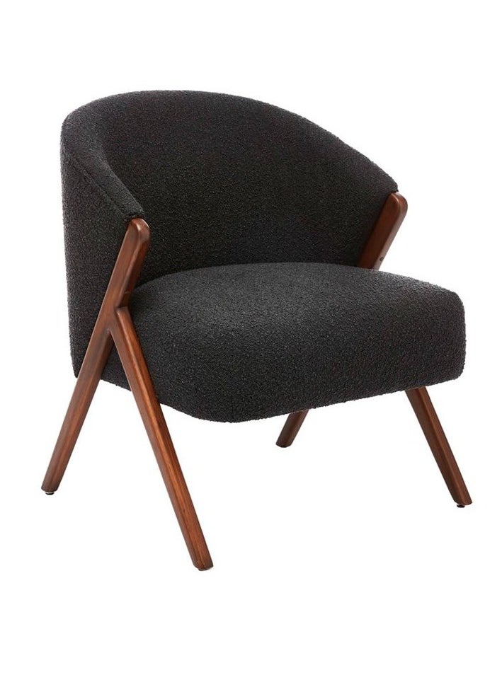 Black boucle fabric chair with dark brown wood legs - pzsku/Z73AB352DAFCF08728393Z/45/_/1708796081/12ecee6f-f80f-4bff-968e-e47a8de7a9d9