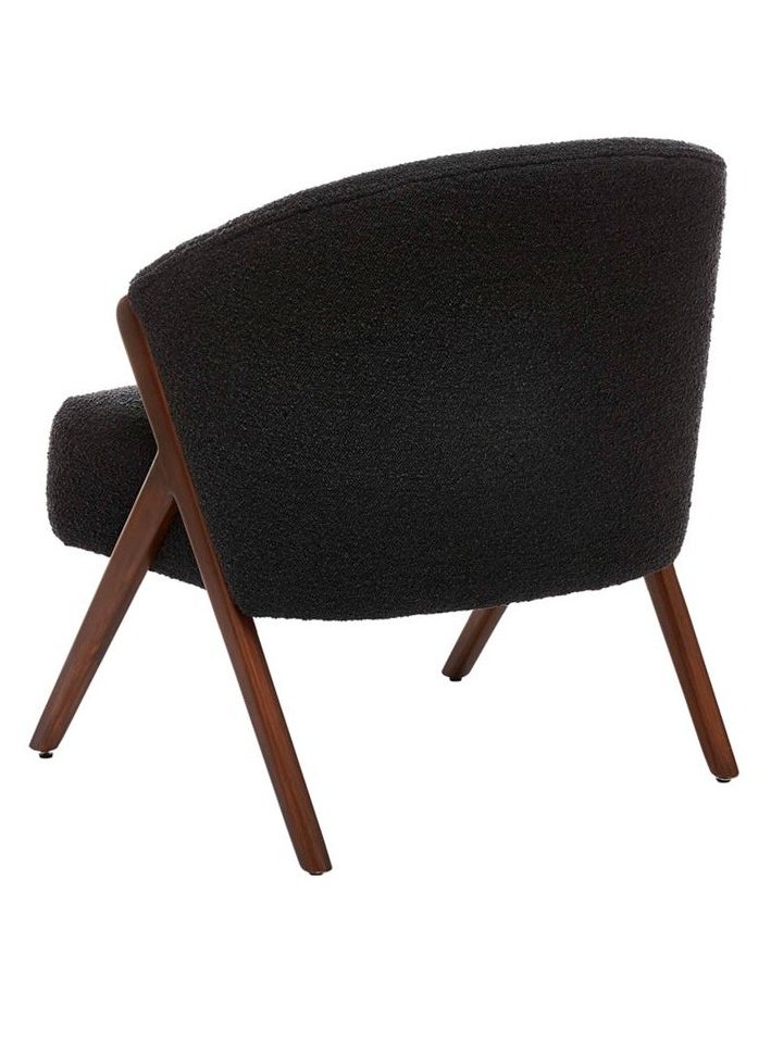 Black boucle fabric chair with dark brown wood legs - pzsku/Z73AB352DAFCF08728393Z/45/_/1708796091/855a1435-6736-4725-8c47-63d4484f0aeb