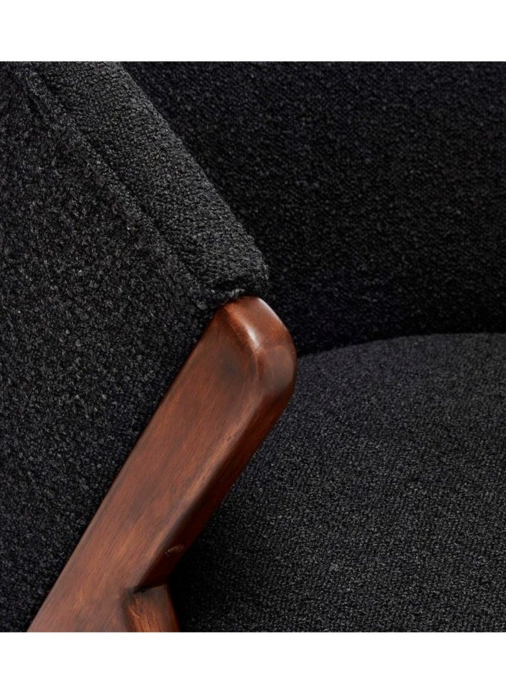 Black boucle fabric chair with dark brown wood legs - pzsku/Z73AB352DAFCF08728393Z/45/_/1708796092/3a98a08e-c3fe-4676-a2e8-22d561be08fa