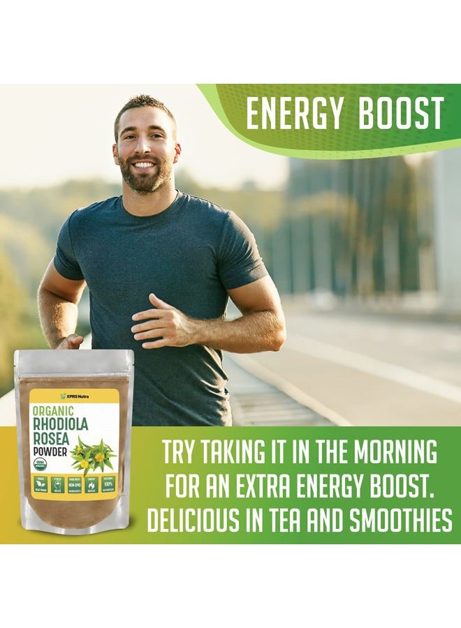 XPRS Nutra مسحوق روديولا روزيا العضوي - مسحوق روديولا العضوي المعتمد من وزارة الزراعة الأمريكية لتعزيز الإدراك والاسترخاء - معزز طاقة مناسب للنباتيين (1 أونصة) - Image 4