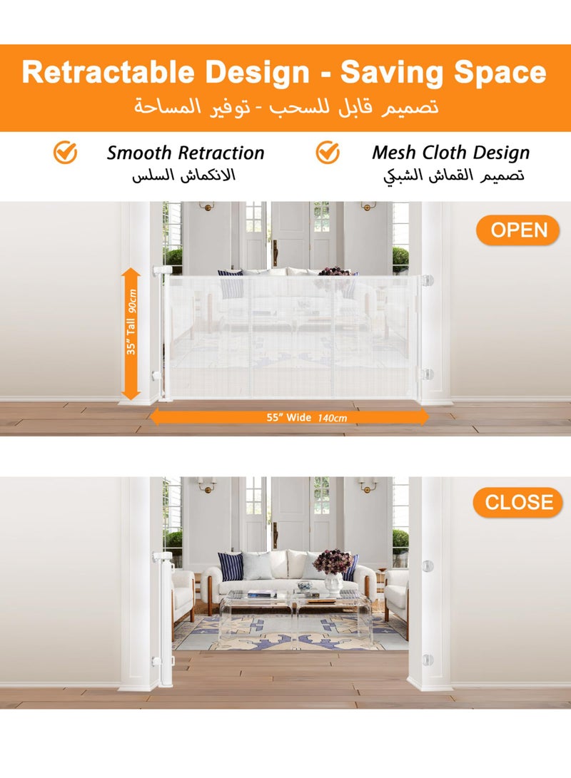 Jourvent Retractable Child Safety Gate – Baby & Pet Protection Gate for Stairs & Doorways, Extends up to 140cm - Image 3