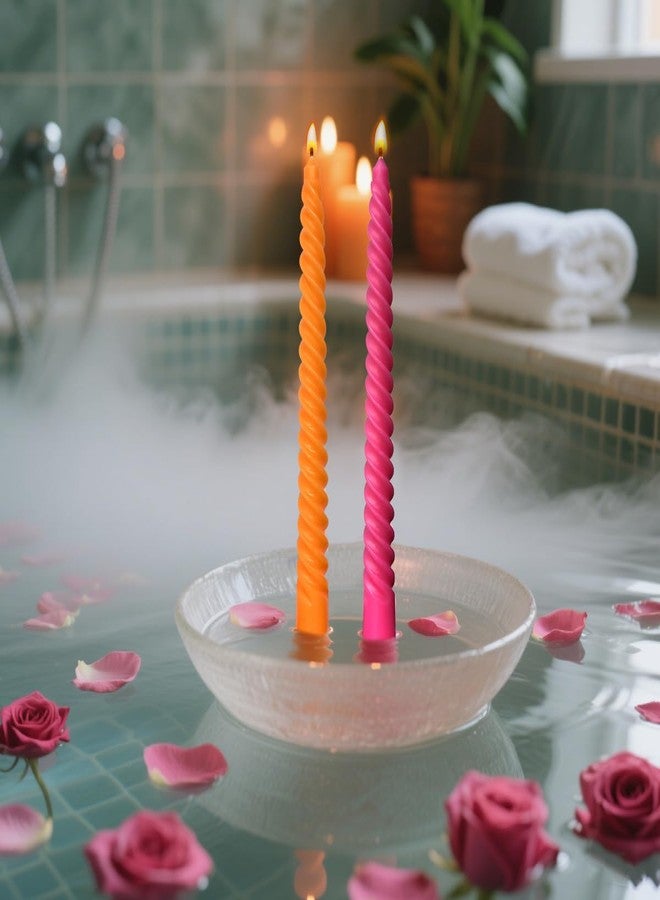 Beilisen 10 Pack Orange and 10 Pack Hot Pink Spiral Taper Candles for Holiday Home Decoration, 10 Inch Unscented Dripless Twisted Candlesticks for Dinner Party Wedding Halloween Thanksgiving - Image 5