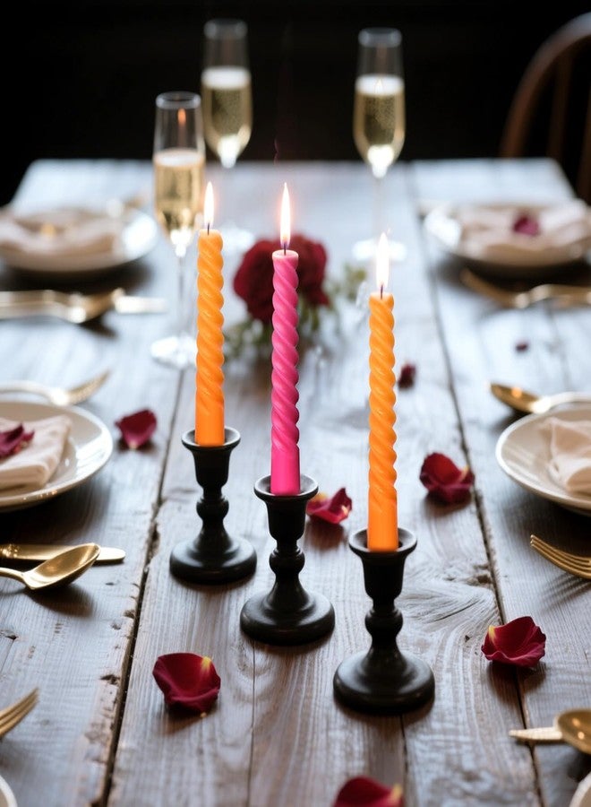 Beilisen 10 Pack Orange and 10 Pack Hot Pink Spiral Taper Candles for Holiday Home Decoration, 10 Inch Unscented Dripless Twisted Candlesticks for Dinner Party Wedding Halloween Thanksgiving - Image 3