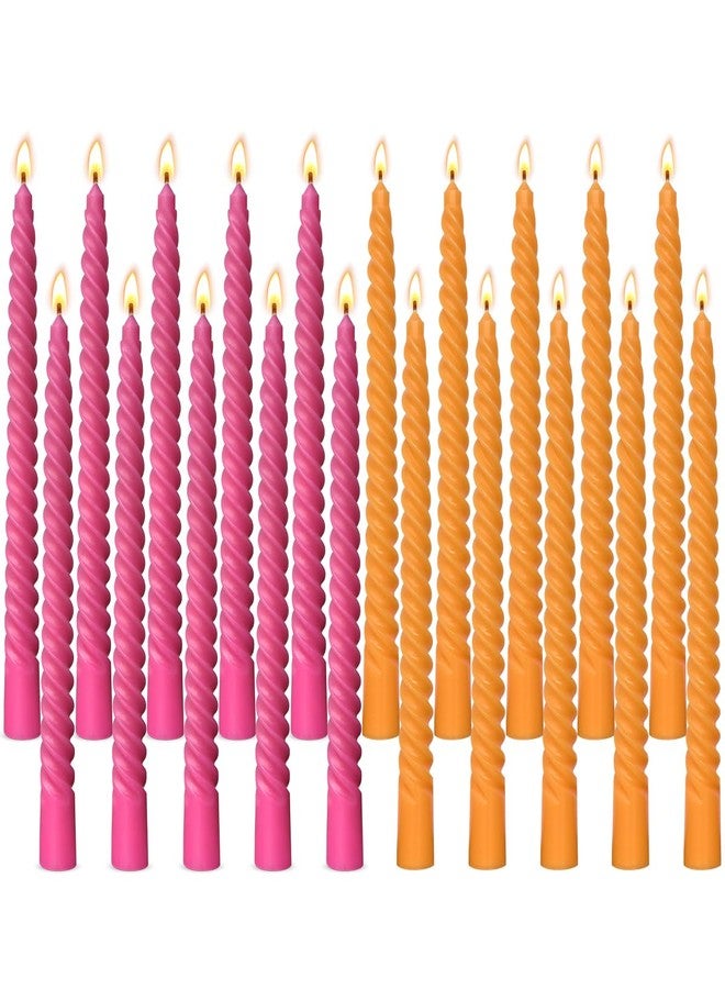 Beilisen 10 Pack Orange and 10 Pack Hot Pink Spiral Taper Candles for Holiday Home Decoration, 10 Inch Unscented Dripless Twisted Candlesticks for Dinner Party Wedding Halloween Thanksgiving - Image 1