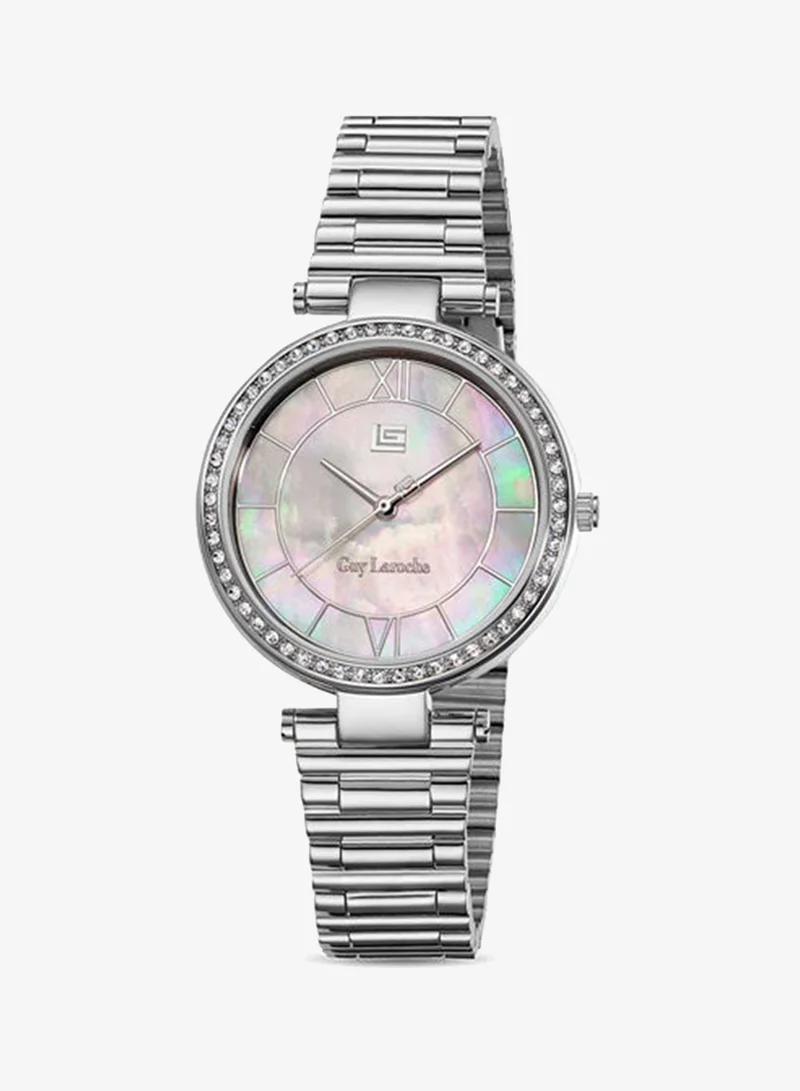 غاي لاروش Violette White Dial Stainless Steel Bracelet Analog Watch for Women, 34mm
