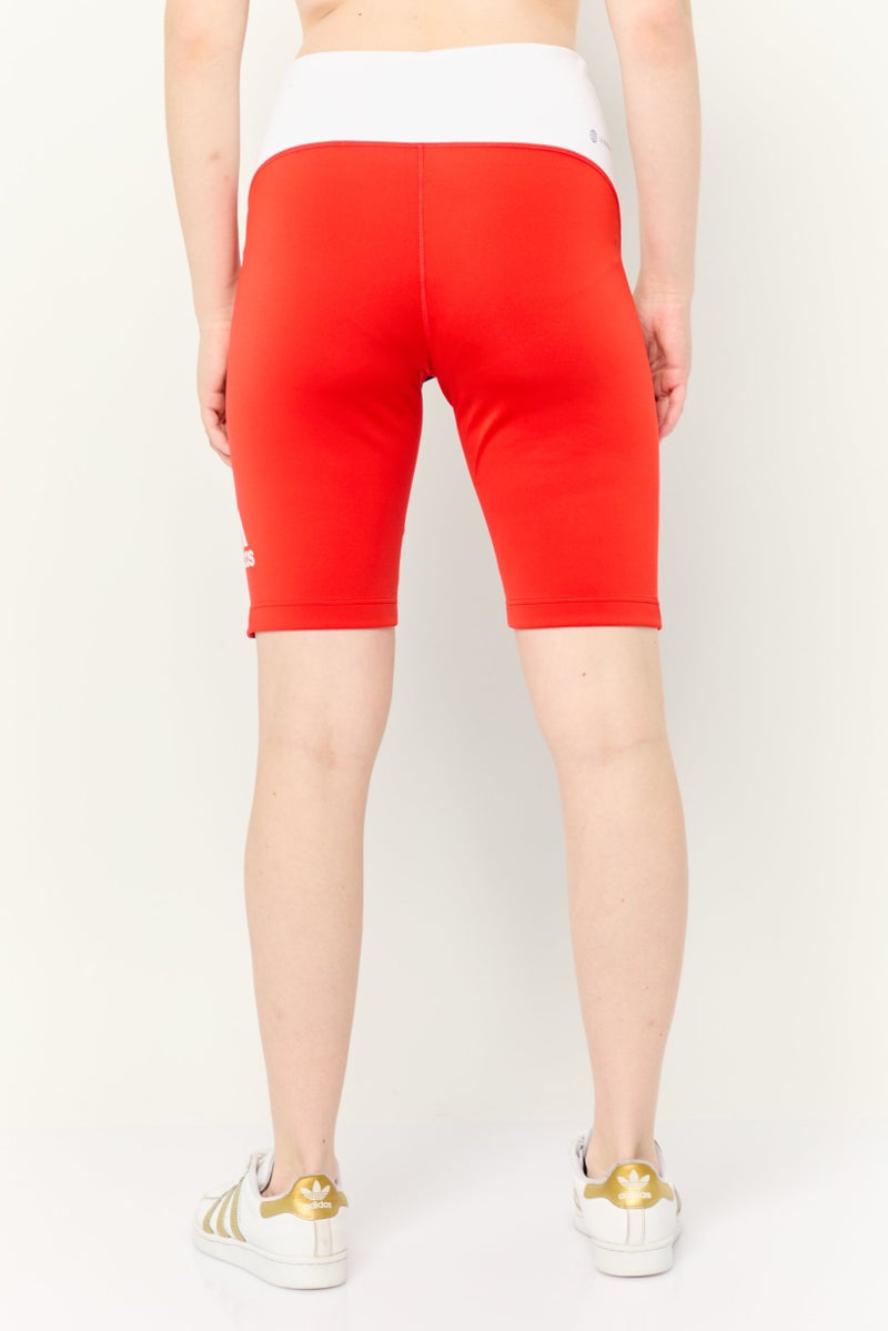 Adidas Women Sportswear Fit Brand Logo Training Shorts, Navy/White/Red - Image 4