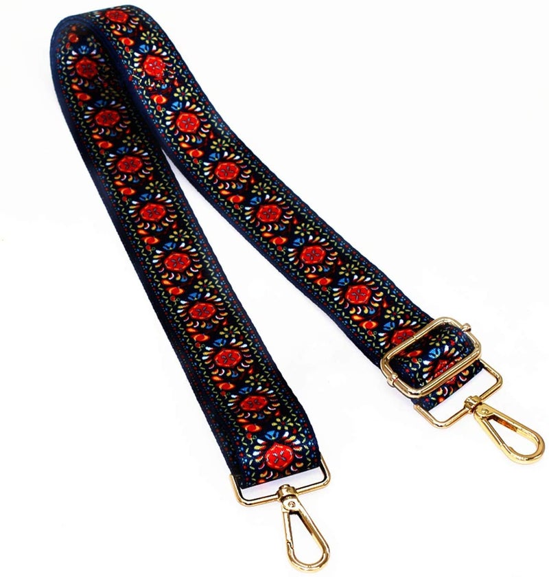 Model Worker Canvas Purse Strap 1.5" Wide Handbag Purse Strap Adjustable Canvas Replacement Crossbody Strap Guitar Style Multicolour Strap with Gold Metal Buckle (Style9) - Image 3